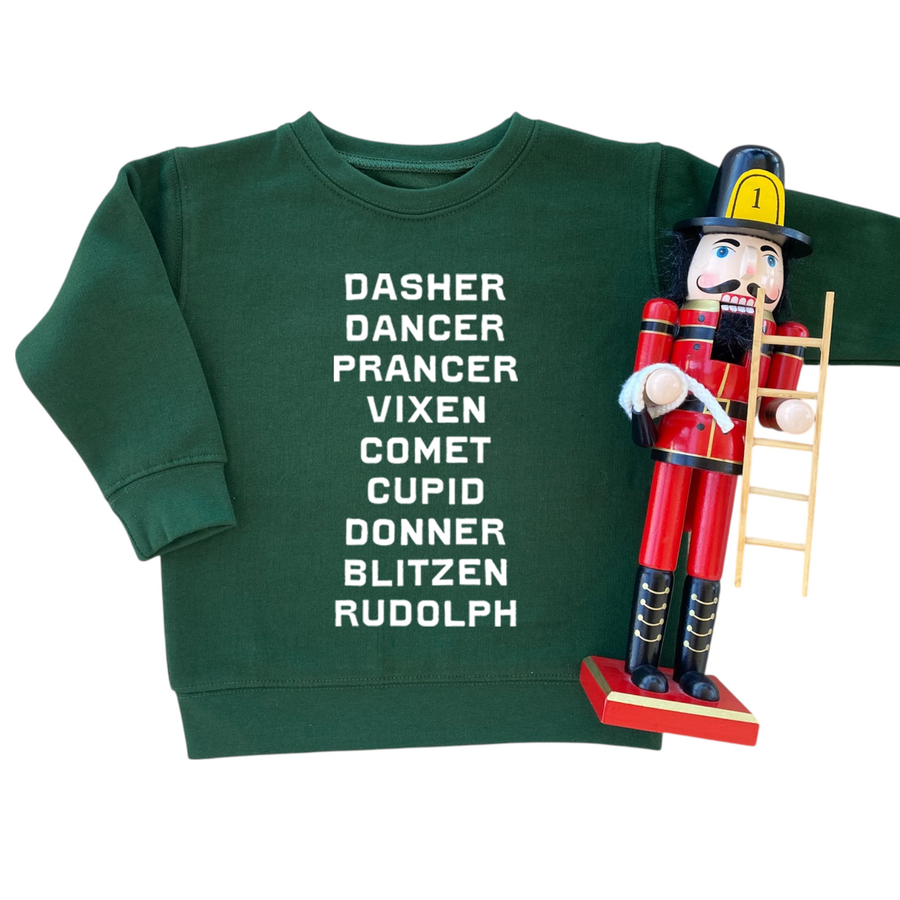 Reindeer Names | Kids Christmas Sweatshirt