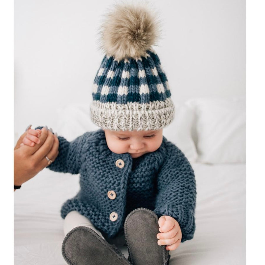 Check Pom Pom Beanie