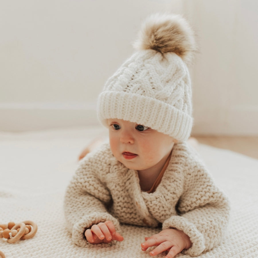 Check Pom Pom Beanie