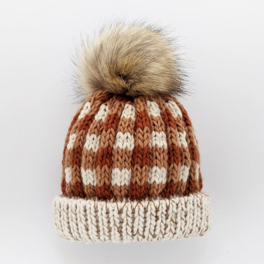 Check Pom Pom Beanie