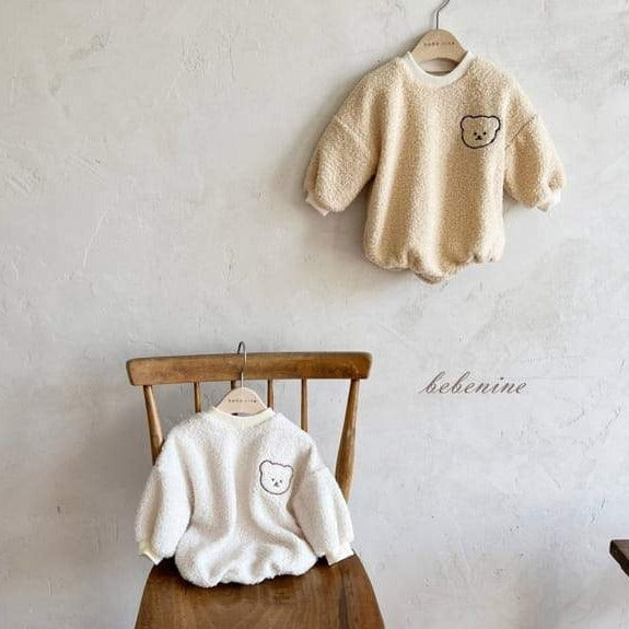 Sherpa Embroidered Bear Romper
