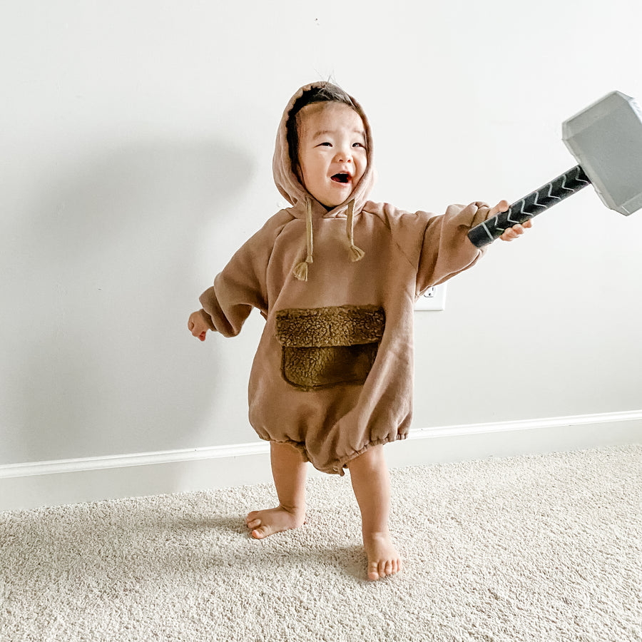 Teddy Pocket Hoodie Romper